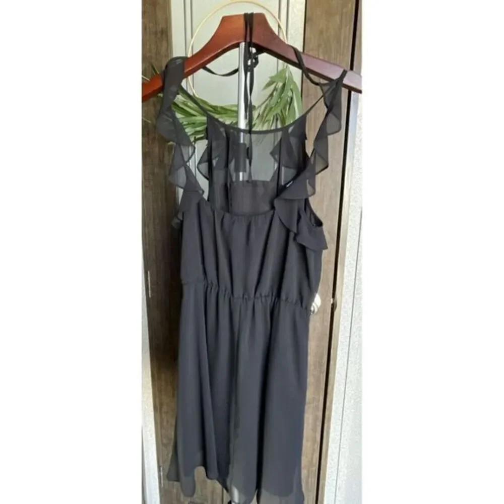 BCBG Generation‎ Women's Ruffled Detail Black Fit and Flare Dress Sz Small